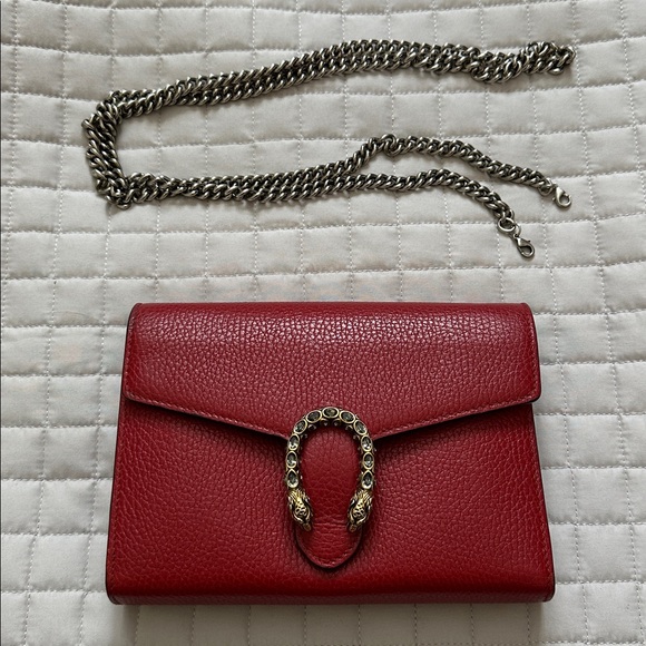 Gucci Dionysus Red leather Wallet on chain /WOC - Picture 10 of 12